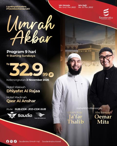 Flyer dari @saudarakutourtravel