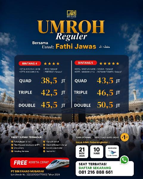 Flyer dari @binfahadtravel.id