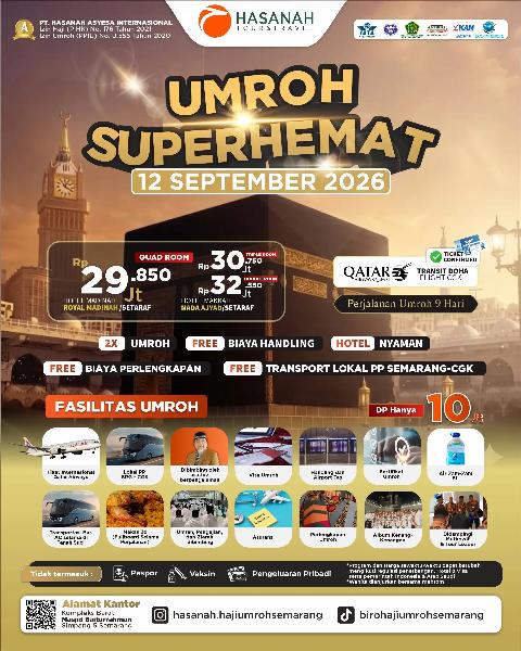 Flyer dari @hasanah.hajiumrohsemarang