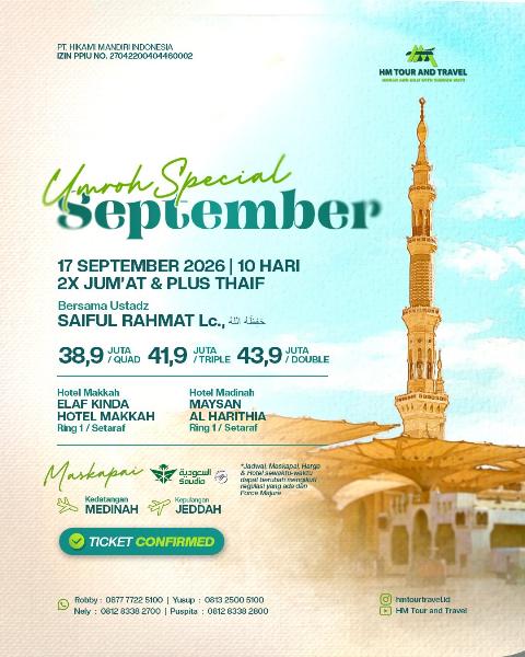 Flyer dari @hmtourtravel.id