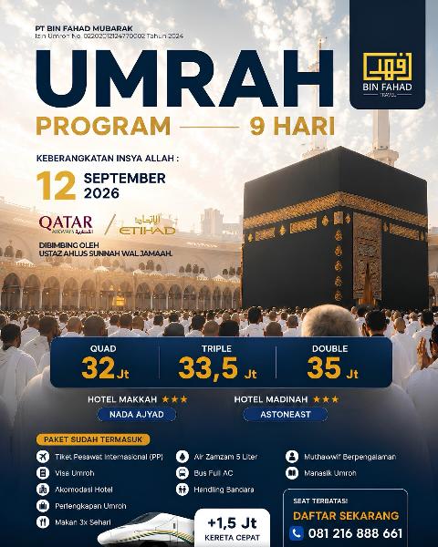 Flyer dari @binfahadtravel.id